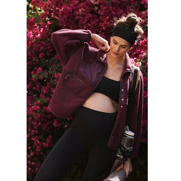 FP Movement x Hatch Hit The Slopes Full Snap Fleece Jacket Dark Red XS NWT - Picture 3 of 14